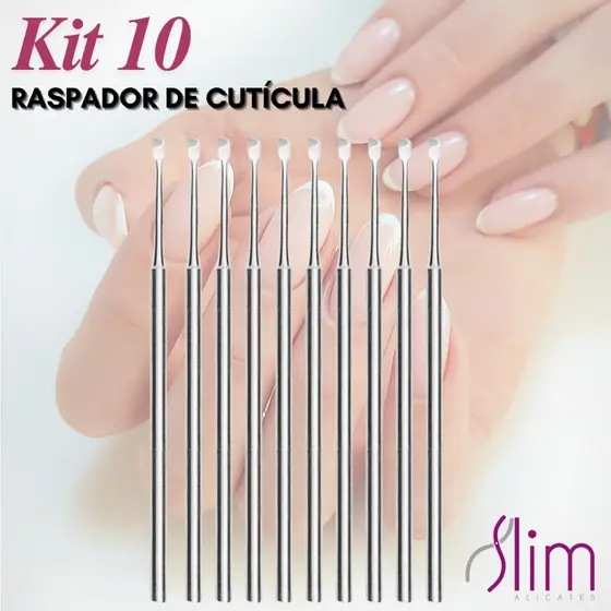 Kit com 10 raspadores de cutícula #06 Manicure
