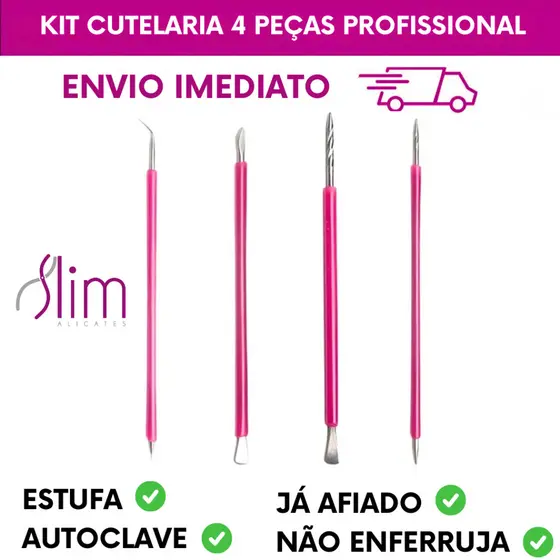 Cutelaria 4 peças Palito Espátula Mista Desencravador - Slim