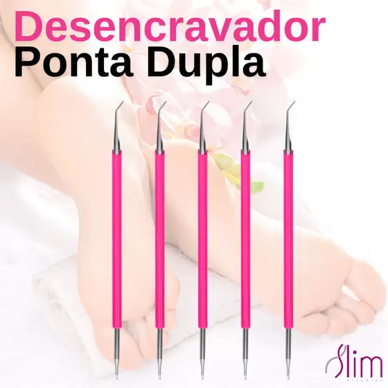 Kit 05 Desencravador De Unha Duplo Para Cutelaria Profissional Aço Inoxidável Slim