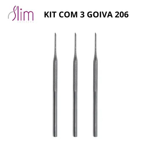 Kit com 3 Goiva 206 - Slim - Pedicure e Manicure - Aço Inox
