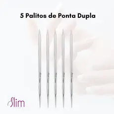 Kit 5 Palitos de Ponta Dupla - Manicure e Podóloga / Versatilidade e Precisão - Slim