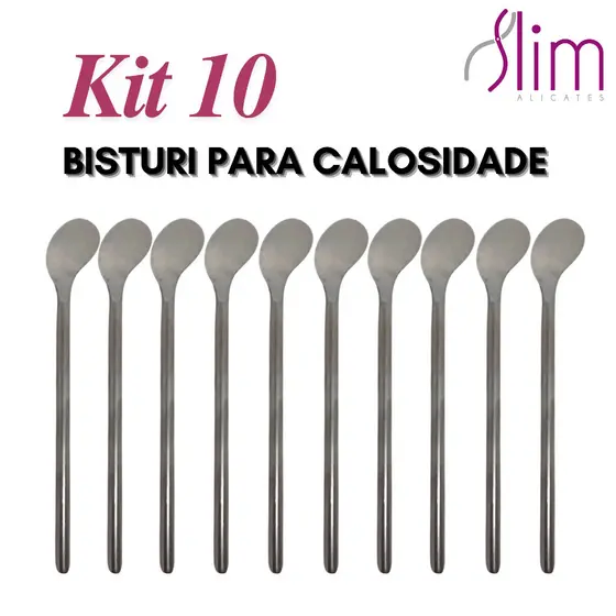 Kit com 10 Espátula para Calosidade aço inoxidável