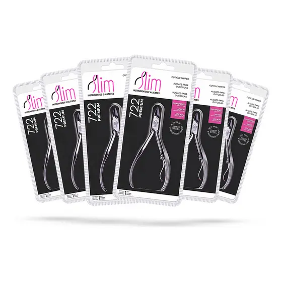 Kit Alicate Cortador De Cutículas Slim 722 Inox - Kit Com 6