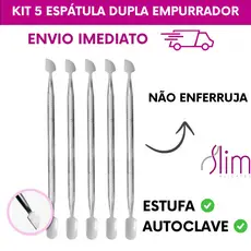 Kit Slim Profissional – Conjunto com 5 Espátulas Duplas Inox para Unhas