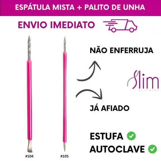 Kit Slim – Espátula Mista e Palito de Unha para Uso Profissional