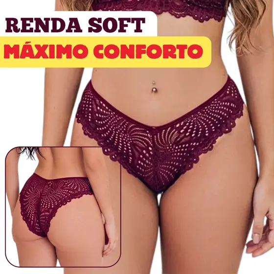 Kit de Calcinha Tanga Renda Premium Adulta Femenina Causinha Renda Calsinha Conforto Dia a Dia Langerie
