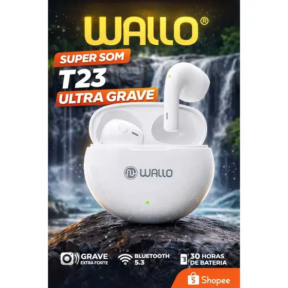 Fone De Ouvido Sem Fio Bluetooth TWS Wallo T23 Ultra Grave!