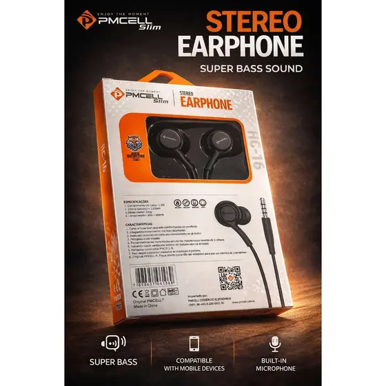 Fone De Ouvido Com Fio FO-16 PMCELL Original!