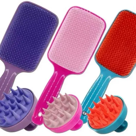 Kit Escova Raquete Flex e Escova Massageadora Capilar De Silicone!!