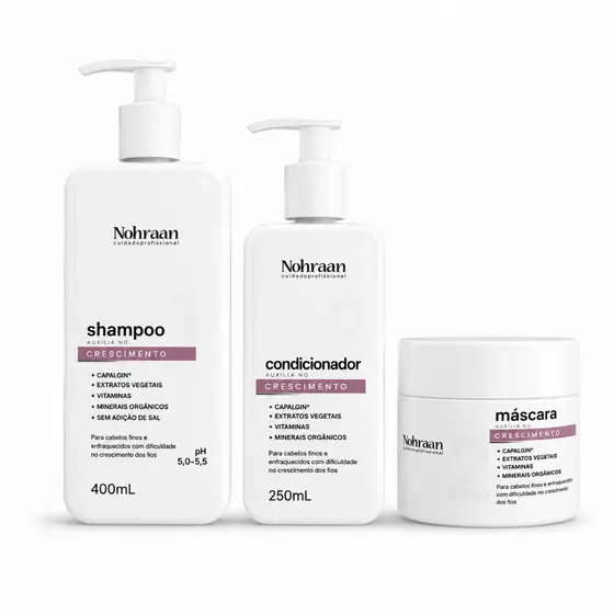 Kit Crescimento Profissional Nohraan Shampoo+Cond+Mascara