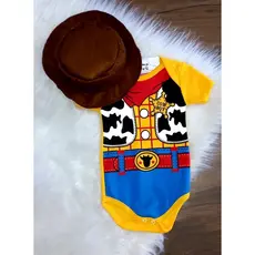 Body Bebê Temático Wood Body Chapéu Bori Mesversario cowboy