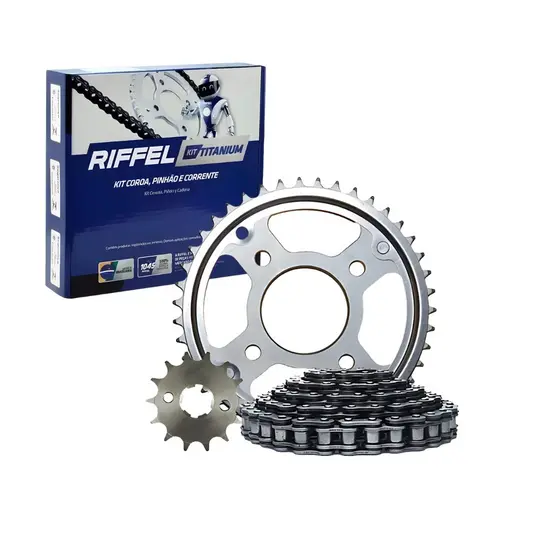Kit Relação Transmissão Titan 160 Fan 160 2016 A 2026 RIFFEL