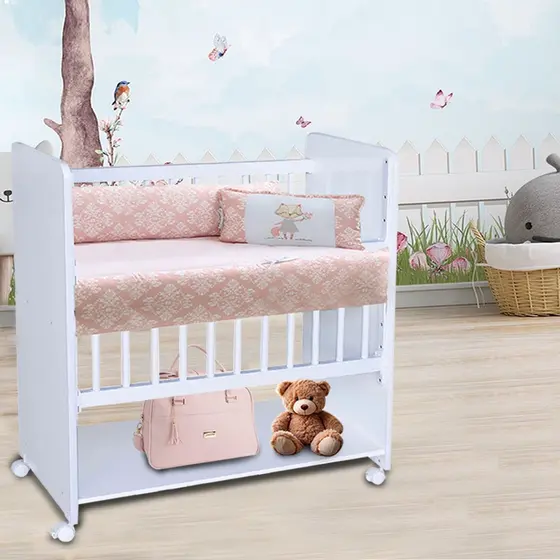 Mini Berço New Baby Com Colchão e Grade Móvel Perfil