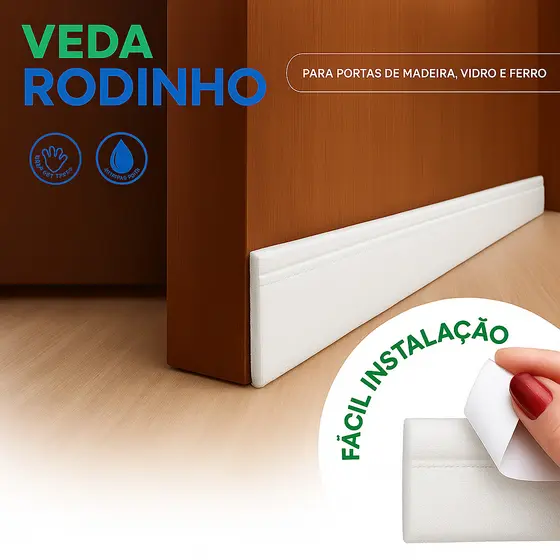 Protetor de Porta Branco 80 cm – Rodinho Adesivo Veda Porta contra Insetos e Poeira