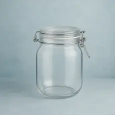 Pote de Vidro Hermético 1 Litro com Trava Aço Inox e Tampa Vedante