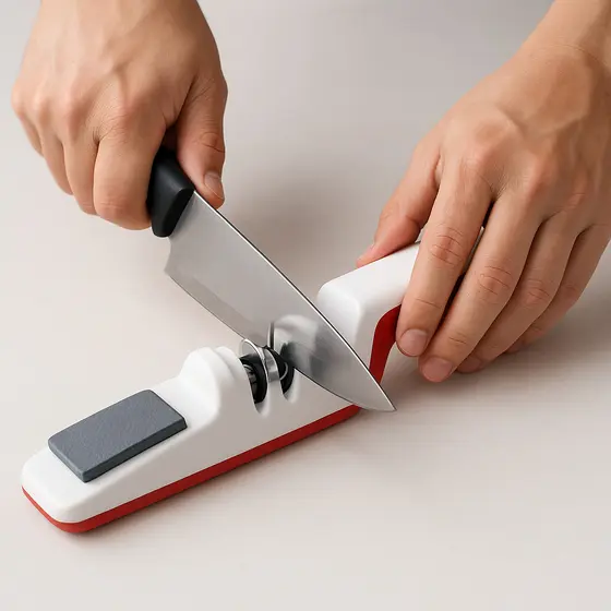 Afiador de Facas e Tesouras com Pedra de Amolar – Manual, Portátil e Durável para Cozinha