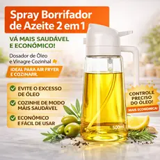 Borrifador 2 em 1 para Azeite e Vinagre 470ml Spray de Vidro para Saladas Grelhados Cozinha Saudável