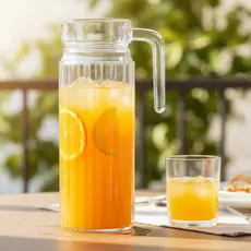 Jarra De Vidro 1 Litro Para Suco Água Geladeira Com Tampa Bico Dosador