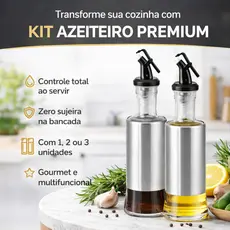 Kit com 2 Galheteiro Azeite e Vinagre Vidro Inox com Dosador Antigotejamento Porta Condimentos Cozinha