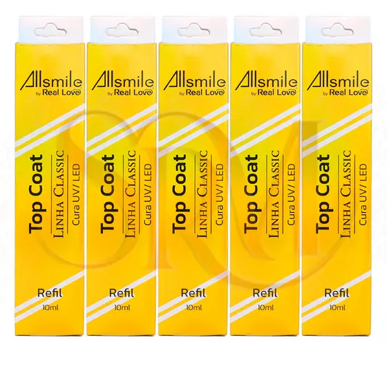 Kit 5 Refil Top Coat Real Love Linha Classic All Smile 10ml