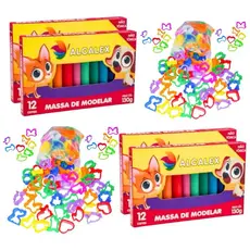 Kit 24 Massinha de Modelar + 25 Moldes Cortador Festa Aniversário Kit Lembracinha