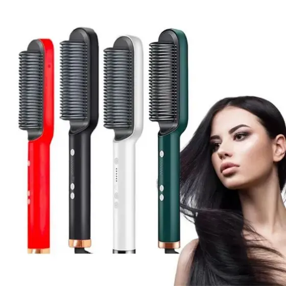 Escova Alisadora de Cabelos Multifuncional com Display Chapinha e Modelador de Cachos Bivolt