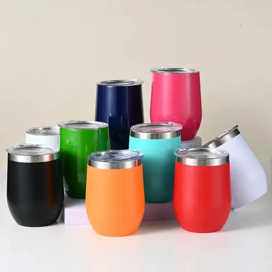 Copo Térmico 360ML Inox Com Tampa Acrílica De Vácuo Com Parede Dupla