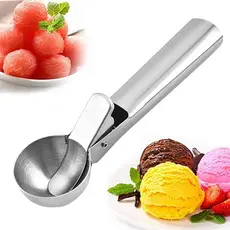 Colher Concha Pegador De Sorvete Inox Bola Com Ejetor Profissional