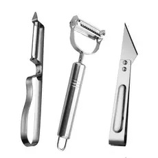 Kit 3 Descascadores Inox Legumes Frutas Escama Peixe Queijo