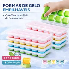 Forma de Gelo Silicone 1 a 4un BPA Free Flexível Cubos 14un Comida Frutas Papinha Bebê Alimento