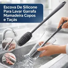 Kit 1 a 4 Escova de Silicone Para Lavar Garrafas Mamadeira Copos Taças Limpa Copos Multiuso