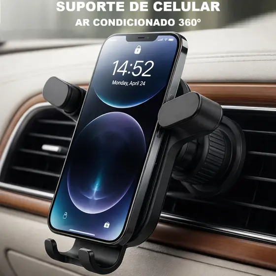 Suporte de Celular Carro 360º Giratório Universal Multifuncional Ventilacao Ar Condicionado Veicular