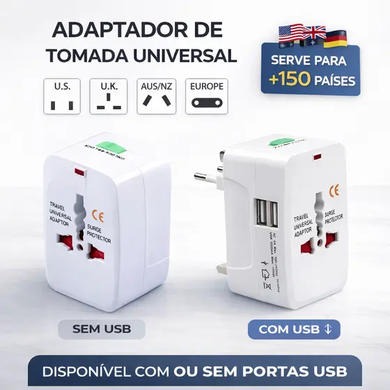 Adaptador Tomada 1 a 4un Universal Internacional Viagem 150 Paises Bivolt Carregador Global Plug