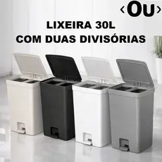 Lixeira Dupla 30L com Pedal para Cozinha – Coleta Seletiva Orgânico e Reciclável OU Trium