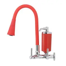 Torneira Cone com Filtro Vermelho - De Parede - Para Cozinha Alta Qualidade Inox