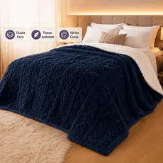 Cobertor Casal Dupla Face Sherpa  2,20 X 1,80 Mt Varias Cores