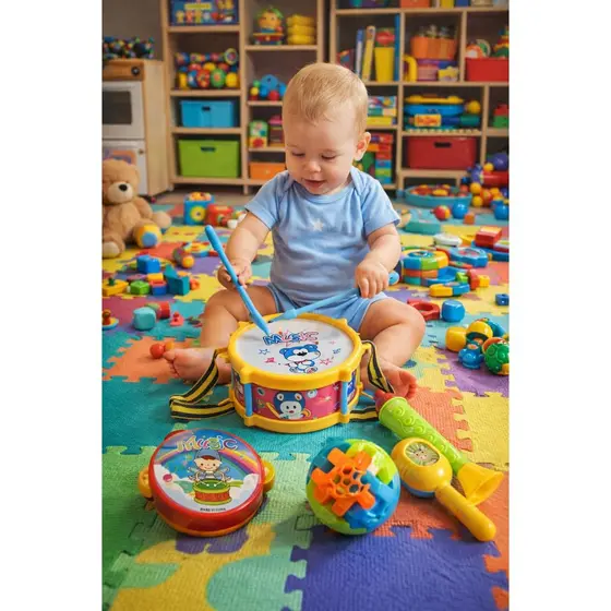 Kit 5 Peças Instrumentos Musicais Infantil Brinquedos Interativos para Bebês e Crianças Brinquedo Infantil Bebê