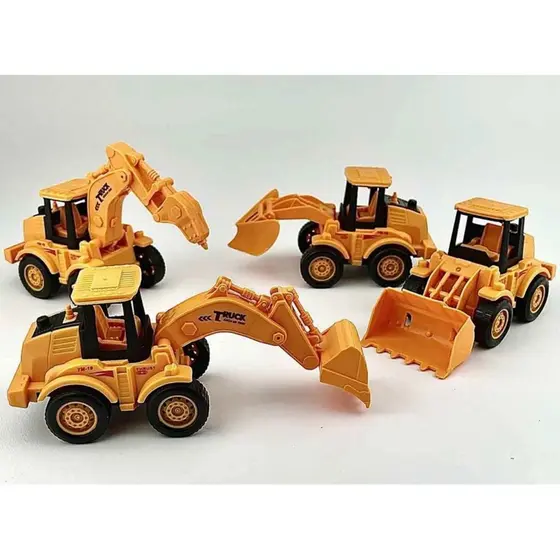kit com 2 ou 4 Peças Trator, brinquedo, fricção, terra planagem, construção, trator de brinquedo, Traga