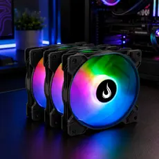 Kit 3 Cooler Fan Gamer | Rise Mode | X Led Black Rainbow | 120mm