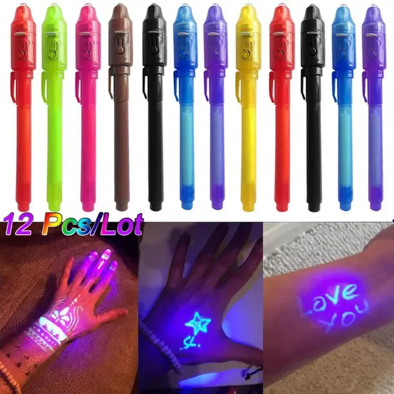 Caneta De Tinta Invisível Com Luz Espião UV Espiã Mágica Para Mensagem Secreta Crianças Presentes De Halloween Sacos Brinquedo Segurança