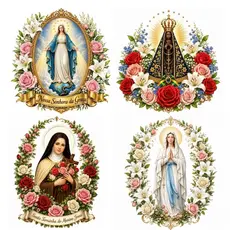 Transfer DTF Termocolante Nossa Senhora Aparecida Fátima Graça Guadalupe Aplique Tecido Ferro Passar Religiosa