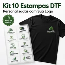 Kit 10 Estampas DTF Personalizadas Logo Empresa Uniforme Camiseta