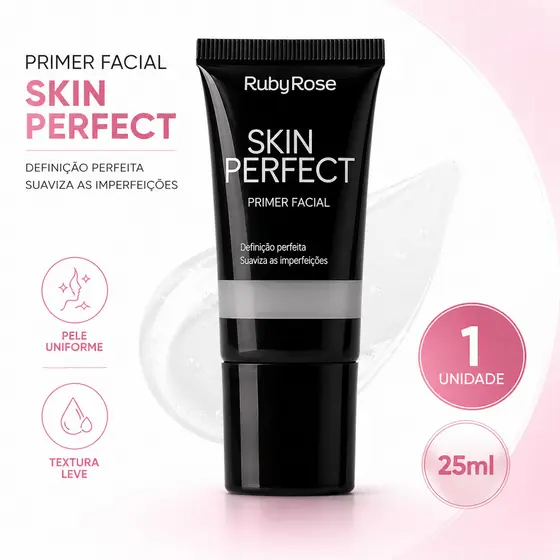 Primer Facial Ruby Rose Skin Perfect HB-8086 25ml Minimiza Aparência dos Poros