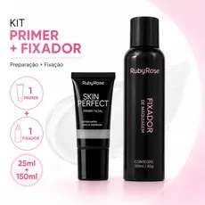 Kit Ruby Rose Primer Facial Skin Perfect 25ml + Fixador de Maquiagem 150ml