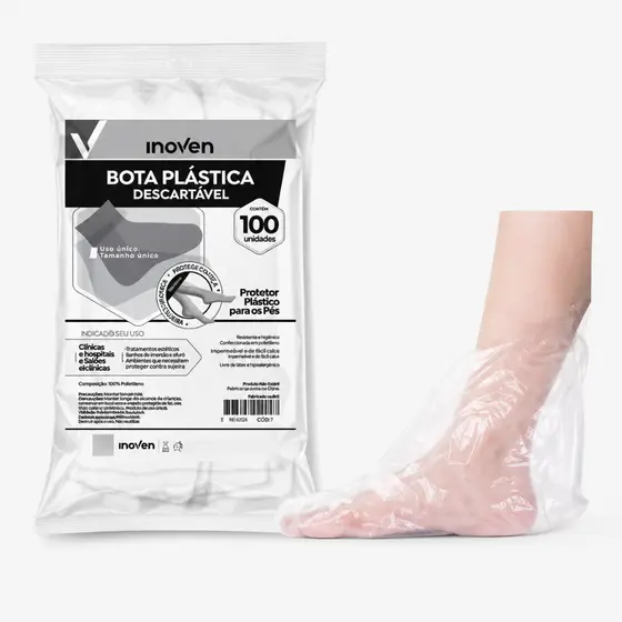 Kit 6 Pac / 600 Unidades Bota Plástica Descartável Pro pé  ENVIO/ FULL