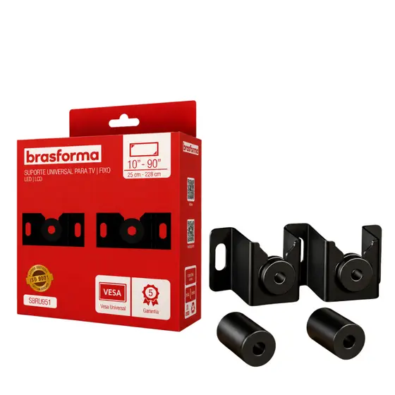 Kit c até 5 Suporte TV Universal Fixo SBRU951 Televisão Smart LED LCD 4K TV Parede 32 a 90 Polegadas
