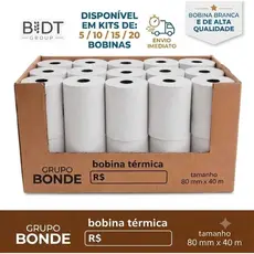 Kit Bobina Térmica 80x40 Branca Papel Liso Cupom Fiscal