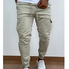 Calça Cargo Jogger masculina Com ELASTICO  6 Bolsos