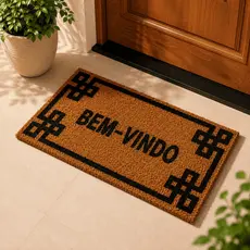Tapete Capacho Fibra de Coco Natural 60x33cm Antiderrapante - Porta Entrada Casa - Alto Tráfego