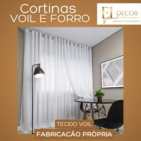 Cortina Voil com Forro Microfibra semi blackout